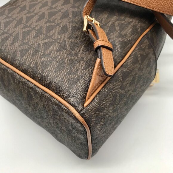 Michael Kors Brown Coated Canvas  Medium Abbey Backpack main image 11